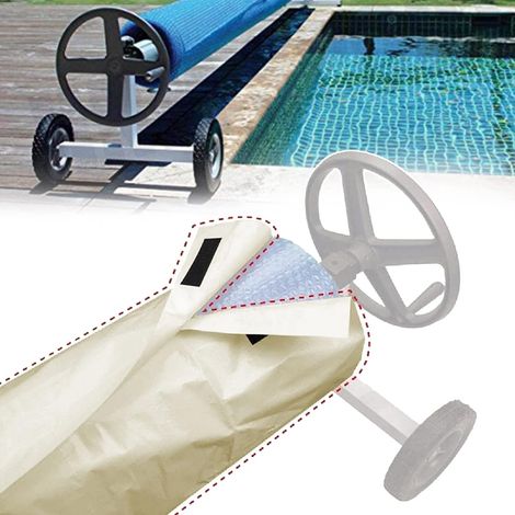 Couverture De Piscine Housse Protection Bobine Rembobinage étanche pour Rouleau —610 96cm Beige (1/4)
