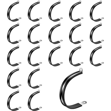 Lot de 20 colliers de serrage en P de 50 mm en acier inoxydable 304 avec insert en caoutchouc, pince P robuste et clip P, collier de serrage polyvalent et collier de serrage pour une fixation sûre (1/5)