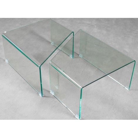 Table basse en verre incurvé NARO - Lot de 2 (1/3)