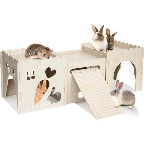 Château de lapin, maison robuste et cachette en bois, fournitures pour lapin (1/5)