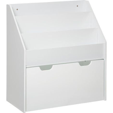 Atmosphera – Bibliothèque enfant blanche avec bac à roulettes – Dimensions L. 62,5 x P. 30 x H. 70 cm – MDF – Design scandinave