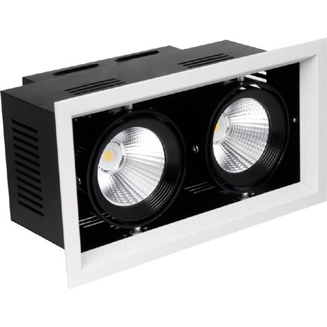 Faro led orientabile da incasso con chip cob 2x15w 4000K luce naturale (1/4)