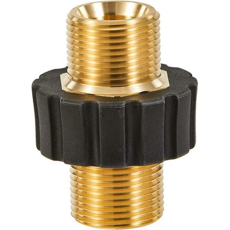 Connecteur en cuivre de conversion de tuyau d\'eau de lavage de voiture Ă haute pression, interface externe Ă 22 fils, connecteur d\'accessoires de machine de lavage de voiture (1/5)