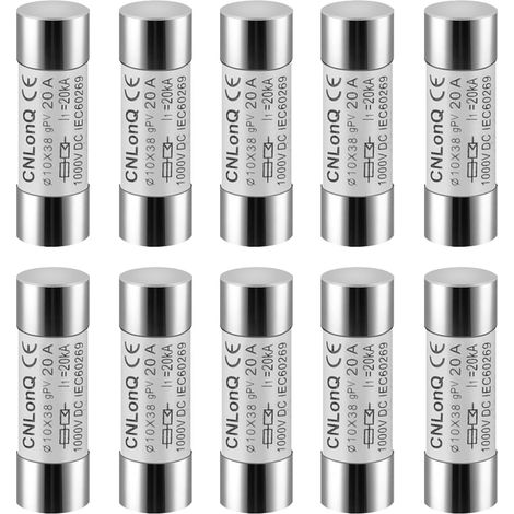 Solar PV Fuse, 10 Pieces Photovoltaic Fuses gPV Type Fuse Link HSPV-30 10x38mm for Solar Photovoltaic System 20A DC 1000V (1/5)
