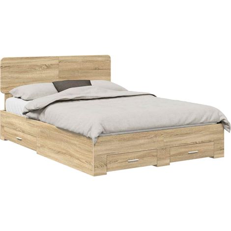 Struttura del letto con testiera Rovere Sonoma 150 x 200 cm vidaXL