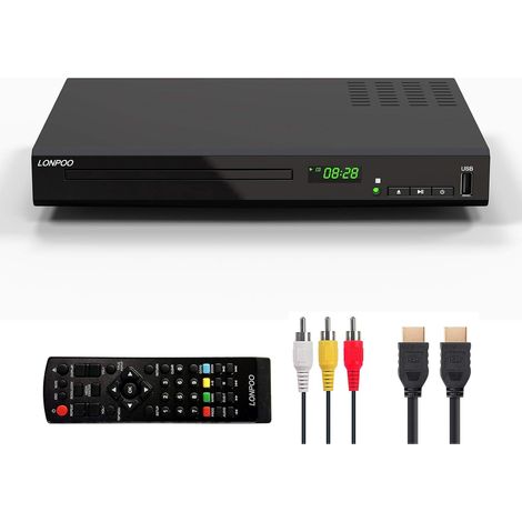 Lecteur DVD Blu Ray pour Téléviseur, LP-100 Lecteur CD Multizone Système PAL NTSC Intégré avec Sortie Coaxiale AV HDMI Entrée USB, Prend en charge le disque Blu-ray de la région 2 (1/5)