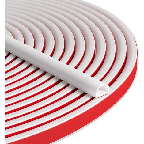 Tiras de sellado para puertas y ventanas de 6 metros, autoadhesivas, de silicona, con aislamiento térmico, para rellenar huecos en marcos tipo D y aislamiento acústico, color blanco. (1/5)