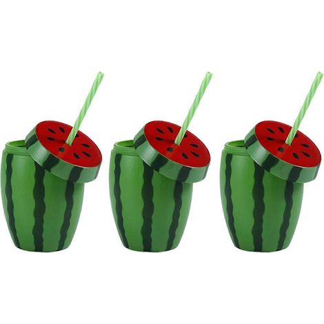 Gobelet en forme de pastèque avec couvercle, gobelet à jus, gobelet avec paille --- (1/5)