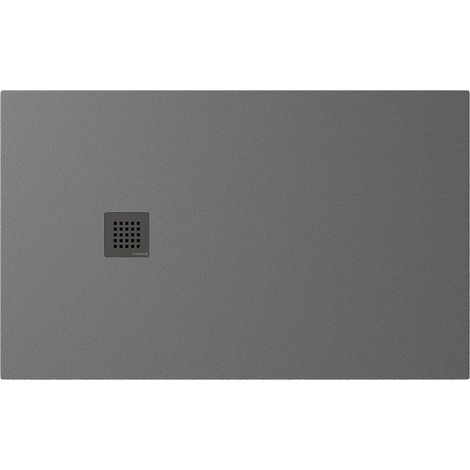 Receveur de douche en marbre coulé TRENECA 130x80cm, découpable selon vos demandes, gris mat (1/4)