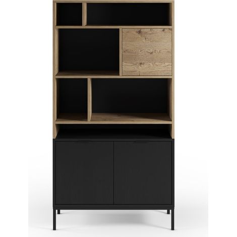 ELINE - Bibliothèque 90cm en mélamine - Noir (1/5)