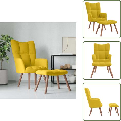 Design a blocchi - vidaXL Poltrona Relax con Poggiapiedi Giallo Senape in Velluto - Gommapiuma