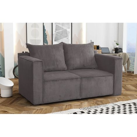 AX LIVING Hatay Sofa für Zwei Cord Sofa Schlafsofa Braun mit Bettkasten