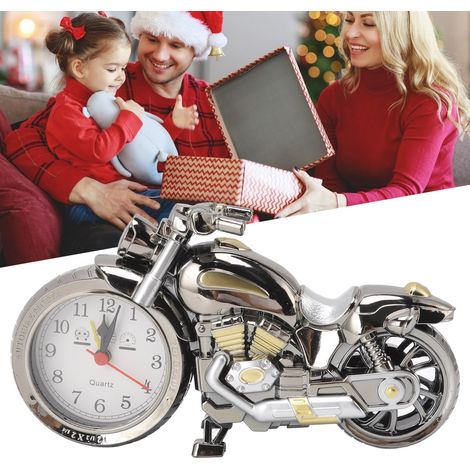 Motorradförmiger Tischwecker, kreatives Retro-Design, Geschenk für Kinder, PF168A, schwarz-weiß. (1/5)