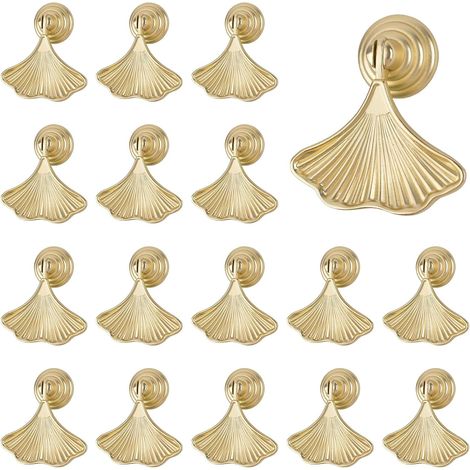 Ginkgo Lot de 18 poignées en alliage de zinc, forme feuille avec pendentif goutte doré. (1/5)