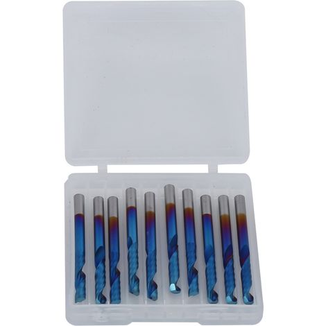 10 fraises carbure monobloc spirale une seule dent revêtement NANO bleu 3,175mm (1/5)