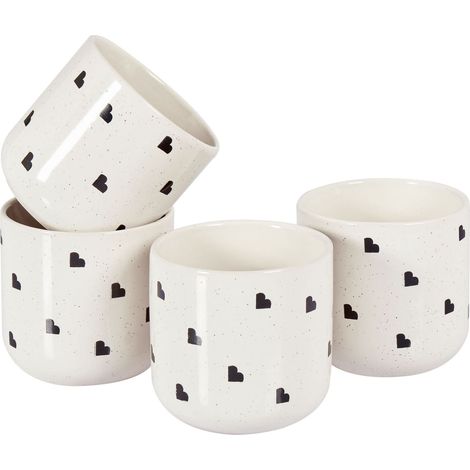 Set of 4 Mugs ANNISE Stoneware Off-White (1/5)