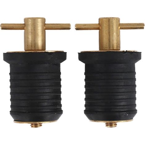 Lot de 2 bouchons de vidange à poignée en T, bouchons de vidange à rotation pour bateaux et accessoires nautiques en caoutchouc et laiton (1/5)