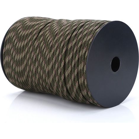 550 Reflektierendes Paracord-Fallschirmleinen, 9-strängiger Kern, 100 m (Dschungeltarn)