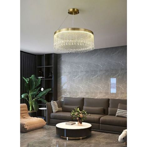 TrAdE Shop Traesio - Lampadario Led Sospensione Rotondo Con Cristalli In Acrilico Contemporaneo Lp-28 - (1/4)