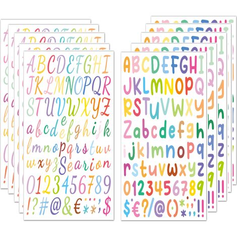 Stickers Lettres - Vinyle Auto-Adhésif - A-Z + 0-9 + Ponctuation - 10 Feuilles - Pour Décoration Artisanale, Projets DIY et Activités Enfants (1/5)
