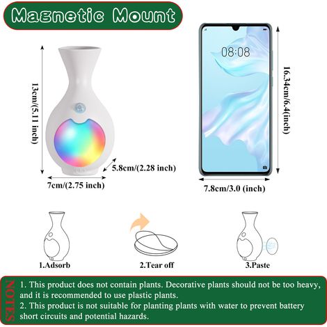 Applique murale LED rechargeable blanche, éclairage RGB, fixation magnétique, forme vase, 1 pièce (1/2)