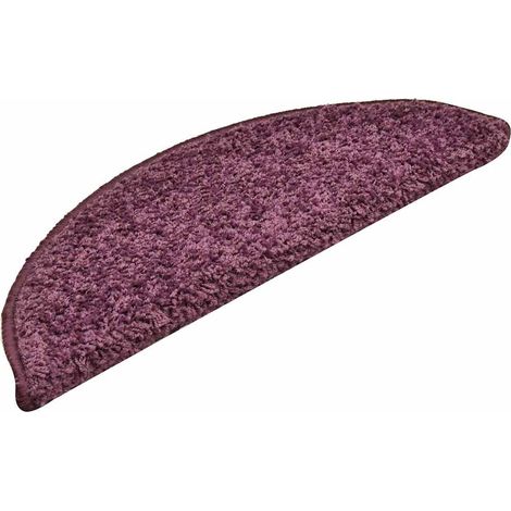 Tapis d'escalier 15 pièces 56 x 17 x 3 cm Violet foncé Demi-rond (1/5)