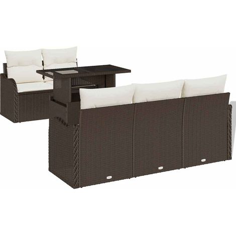 Maison Exclusive - Conjunto de sofá de jardín 6 pcs Marrón Rattan (1/5)