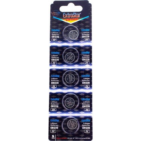 Pila Batteria A Bottone CR1220 3V Confezione Da 5 Pile