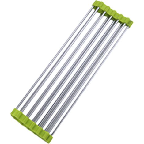 Porte-vaisselle - Séchoir à Vaisselle et Fruits - En Acier Inoxydable - Pliable - Pour Évier Cuisine - Petit Modèle Vert (1/2)