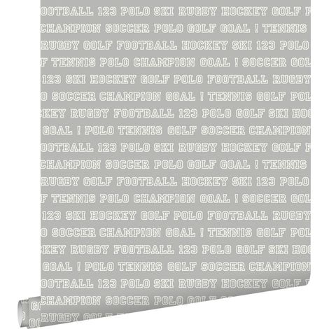 papier peint textes de sport taupe  - ESTAhome (1/5)