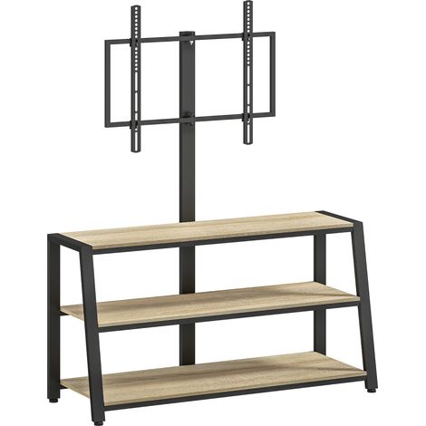 Meuble TV pour téléviseurs 32-70 pouces, étagères ouvertes, angle réglable 35°, 108x41x135cm, aspect bois naturel (1/5)