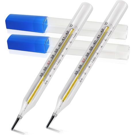 Thermomètre clinique en verre – Lot de 2 – Sans mercure, non numérique – Pour aisselle – Lecture facile, précis