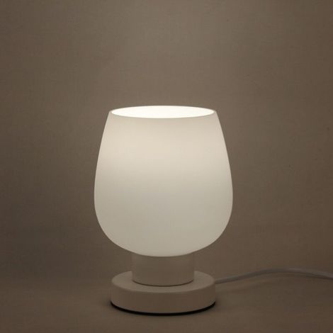 Lampe de Chevet Tactile Dimmable, Lampe de Table Intensité Variable 3 Voies avec Abat-Jour en Verre Opalin, Luminaire Chevet E27 avec Prise pour Salon Chambre Ampoule (LED Incluse)