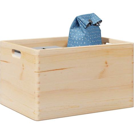Boîte en bois avec poignées-Coffre de rangement-Stockage Rangement 40x30x23 cm bois de pin massif 630267 (1/5)