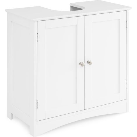COSTWAY Under Sink Cabinet Freestanding Bathroom Vanity Cabinet w/ 2 Doors-White (1/5)