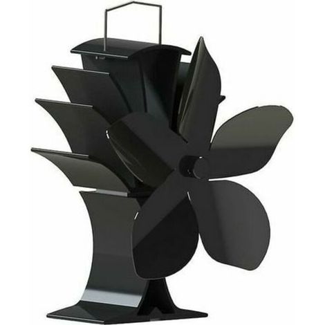 Accessoires pour cheminées et poêles Poêle à bois Ventilateur 5 Hélices 60350°C Chaud Chaud Autoalimenté Sans électricité Noir (1/5)