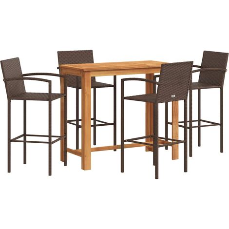 Maison Exclusive - Ensemble de bar de jardin 5 pcs marron bois massif acacia rotin (1/5)
