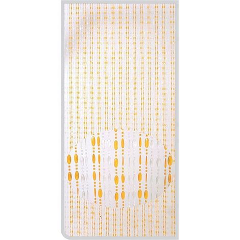 TRADE SHOP - Tenda Moschiera Con Perline Bicolore Trasparente-arancio In Pvc 100x220cm Tpl66 017342 - (1/3)