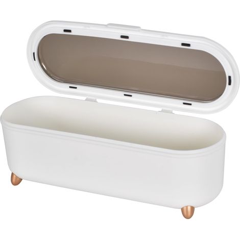 Rangement pour Couverts avec Couvercle, Boite Rangement Couverts de Table, Range Couvert Plastique avec Couvercle Blanc pour Baguettes Cuillère Couteau Fourchette (1/5)