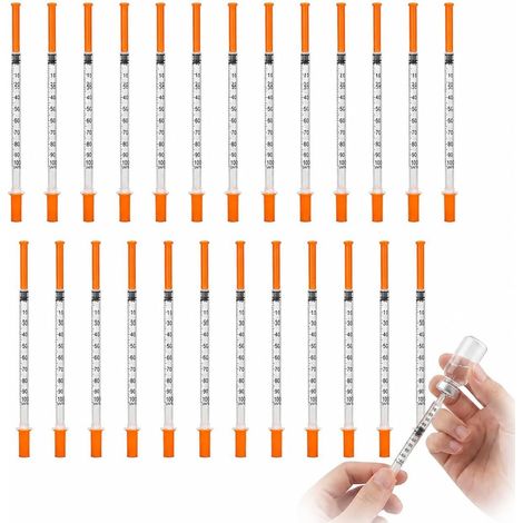 20 Pièces Tube Plastique 1ml avec Graduation 30G 8mm, Outil de Mesure de Précision Scellé Individuellement pour Laboratoire, Distribution de Liquides et Travaux Manuels (1/5)