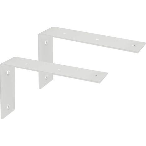 Widening Shelf Bracket Glass/Wood Wall Hanging Adjustable Shelf Angle Bracket with Screws, Stainless Steel Glossy White Finish, 2 Pcs, EJW2200W-2P