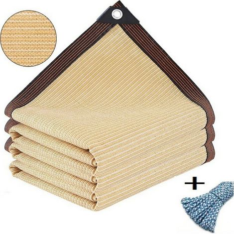 Filet de protection solaire 3 x 3 m pour balcon et jardin, protection UV, avec corde de 5 m (1/5)