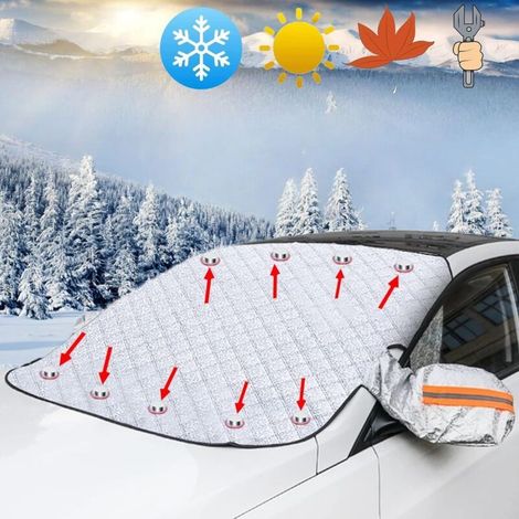 Couverture Pare-Brise Voiture, Universelle, Anti Givre et Neige, UV, Poussière, Pluie (183 x 116cm)-DOU