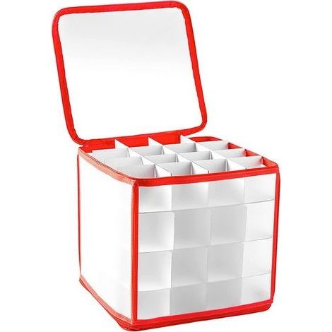 Boîte de rangement pour boules de Noël avec sérateurs, contenant jusqu'à 64 boules, pliable avec poignées, fermeture éclair, pour décorations de Noël (1/5)