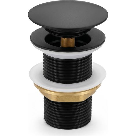 Válvula Click Clack para lavabo sin rebosadero acero inoxidable Negro
