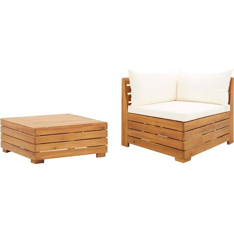 vidaXL Muebles de jardín 2 piezas con cojines madera maciza de acacia (1/5)