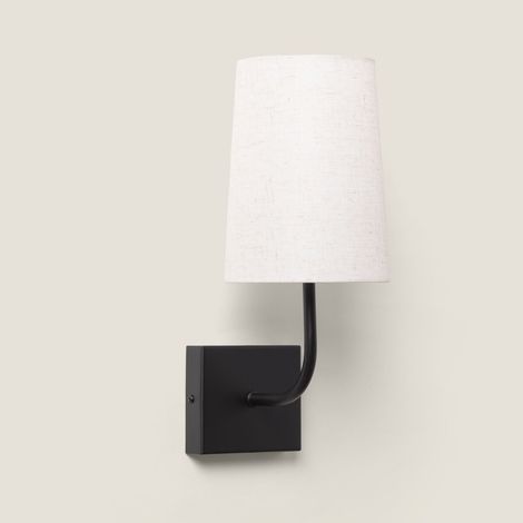 Applique Murale avec Abat-jour Métal et Lin Sabi Noir ↑36 cm (1/5)