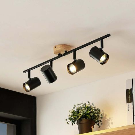 [GEBRAUCHT] B-Ware Lindby Deckenleuchte Xiomara 4-flammig LED Lampe Leuchte dimmbar schwarz Holz (1/2)
