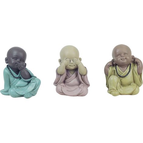 Moines colorés en résine (Lot de 3)