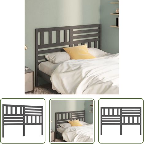 SKM Tête de lit Gris 156x4x100 cm Bois massif de pin (1/5)